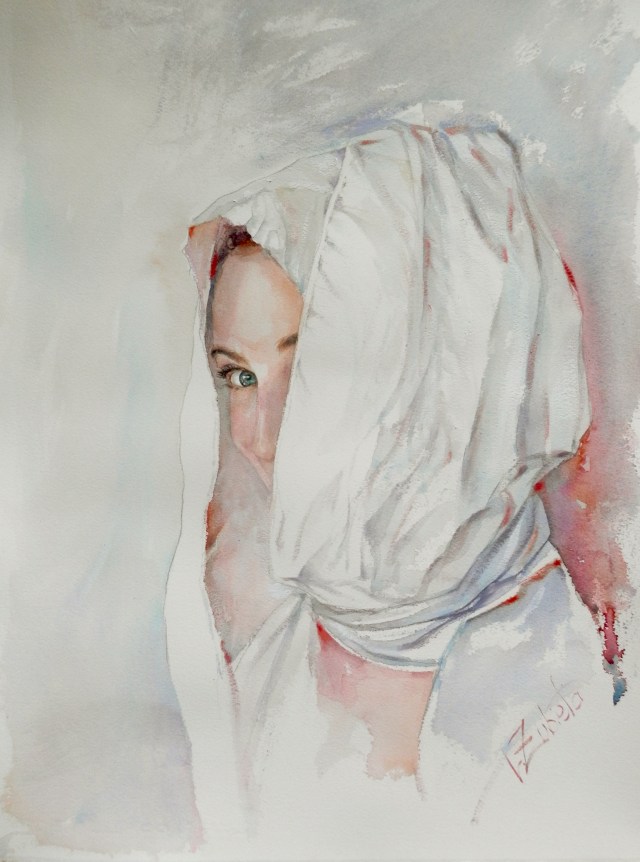 Acuarela y oleo en papel. 45 x 50 cm